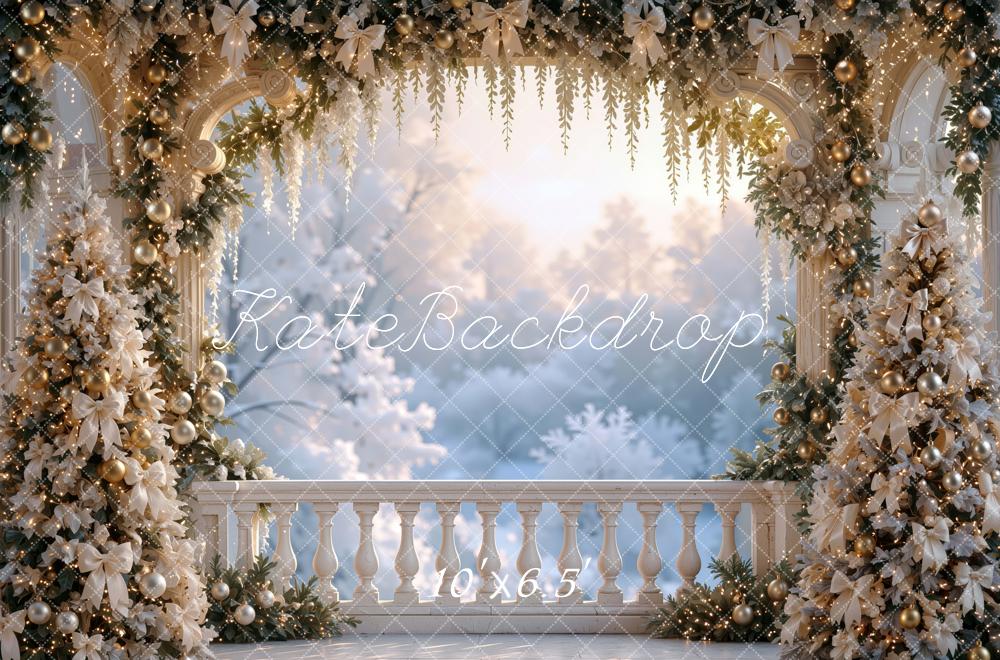 Kate Christmas Balcony White Trees Garland Backdrop Designed by Mini MakeBelieve - Image 4
