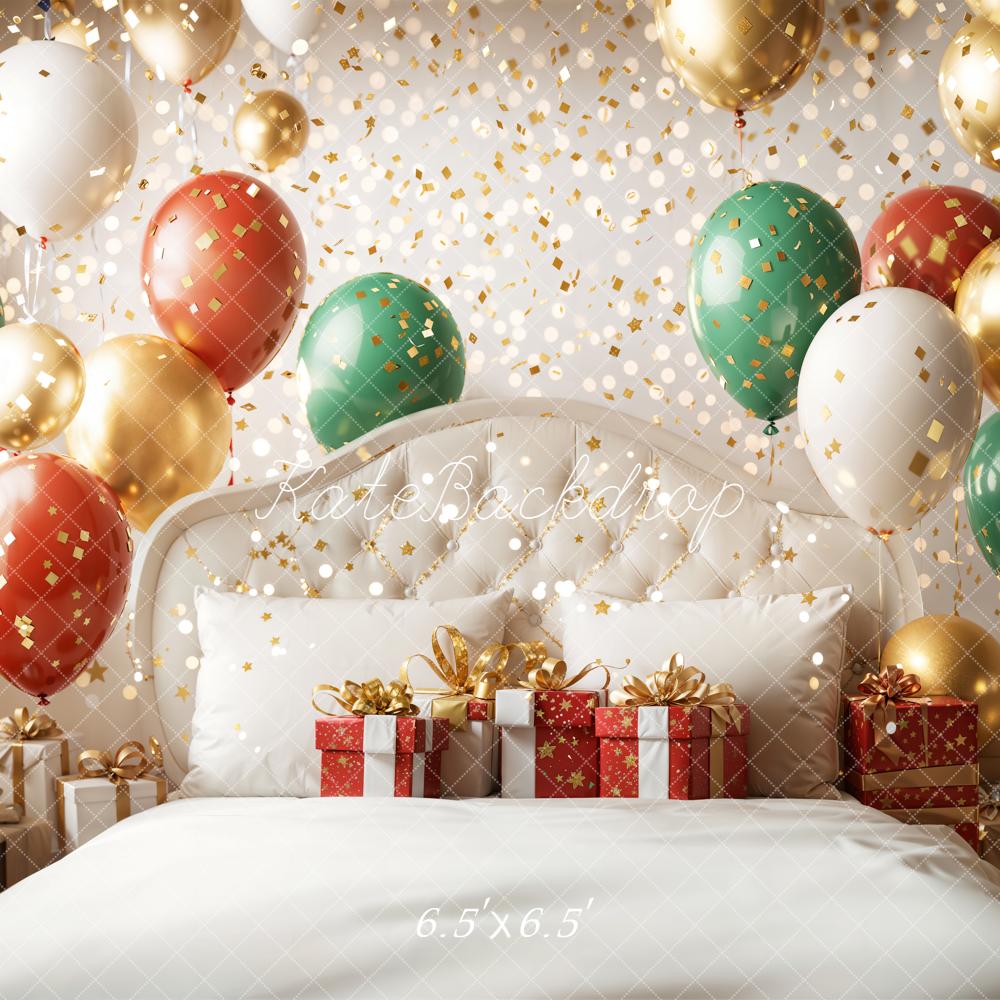 Kate Christmas Headboard Balloons Gifts Bed Backdrop Designed by Emetselch - Image 2