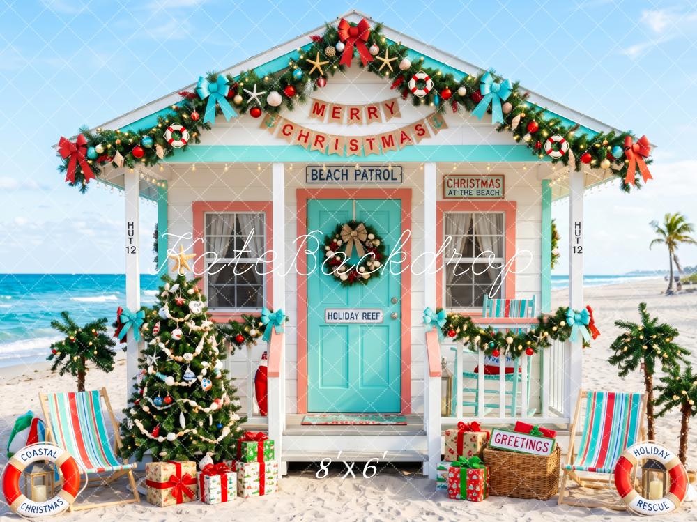 Kate Christmas Beach Hut Coastal Tree Backdrop Designed by Patty Robert - Image 3