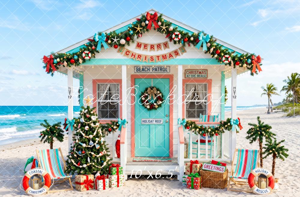 Kate Christmas Beach Hut Coastal Tree Backdrop Designed by Patty Robert - Image 4