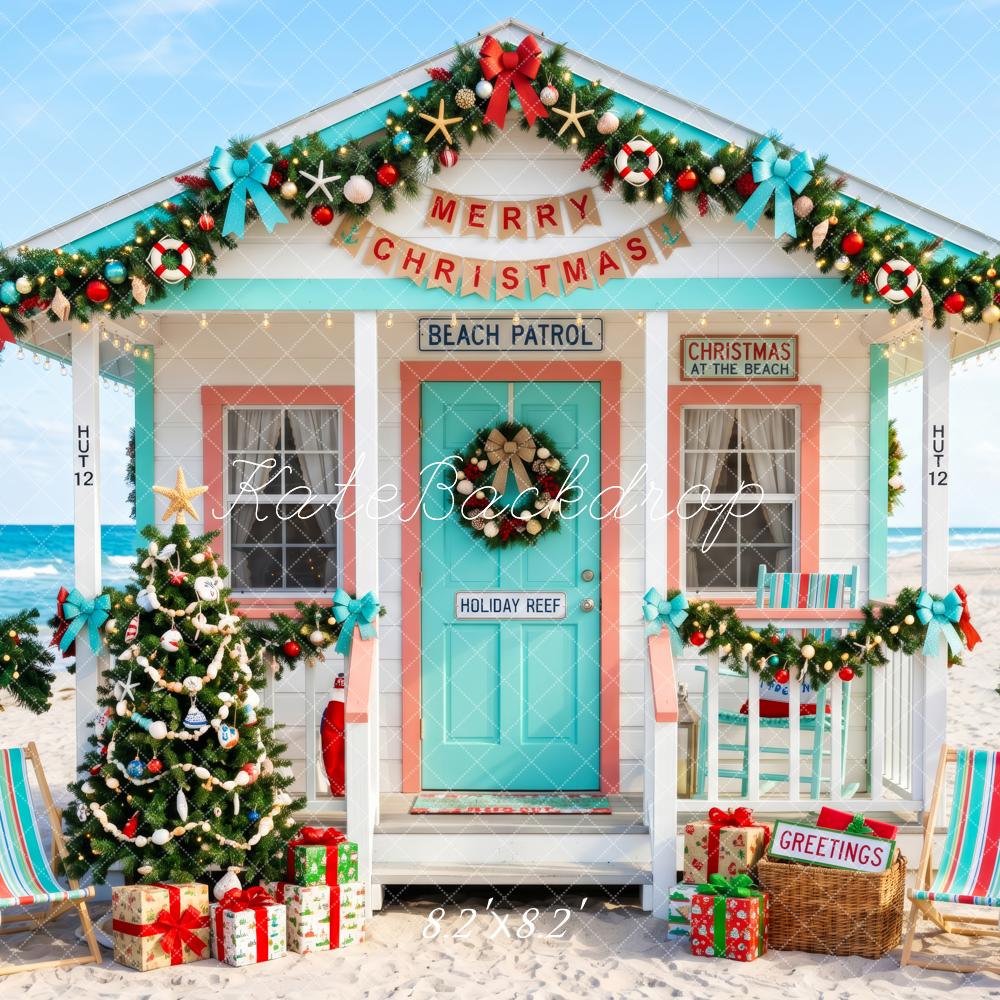 Kate Christmas Beach Hut Coastal Tree Backdrop Designed by Patty Robert - Image 5