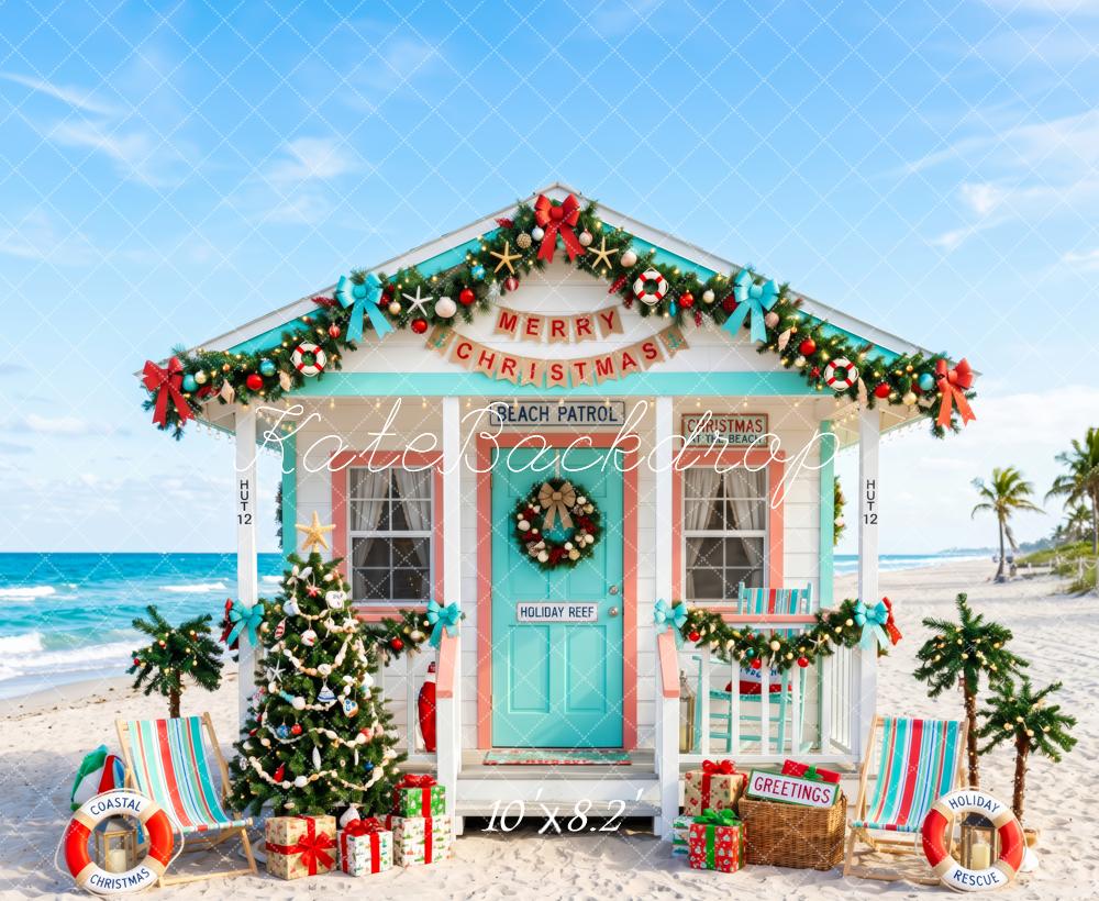 Kate Christmas Beach Hut Coastal Tree Backdrop Designed by Patty Robert - Image 6