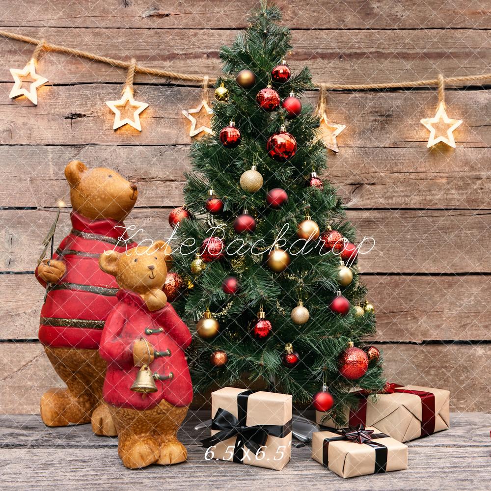 Kate Christmas Bears Tree Wooden Wall Backdrop Designed by Fantasyphotoart - Image 2