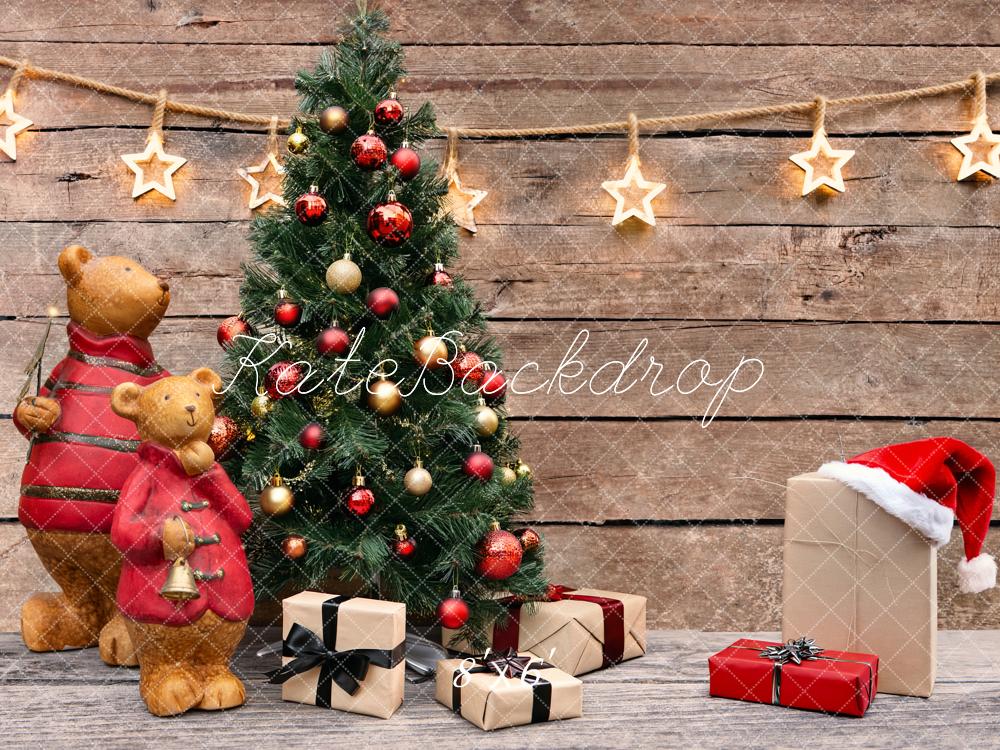 Kate Christmas Bears Tree Wooden Wall Backdrop Designed by Fantasyphotoart - Image 3