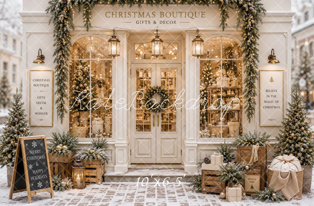 Kate Christmas Boutique Shop Front Decorations Fleece Backdrop Designed by Emetselch - Image 2