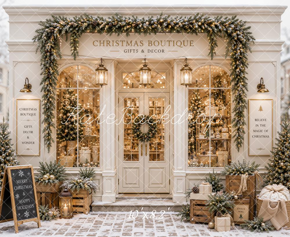 Kate Christmas Boutique Shop Front Decorations Fleece Backdrop Designed by Emetselch - Image 3