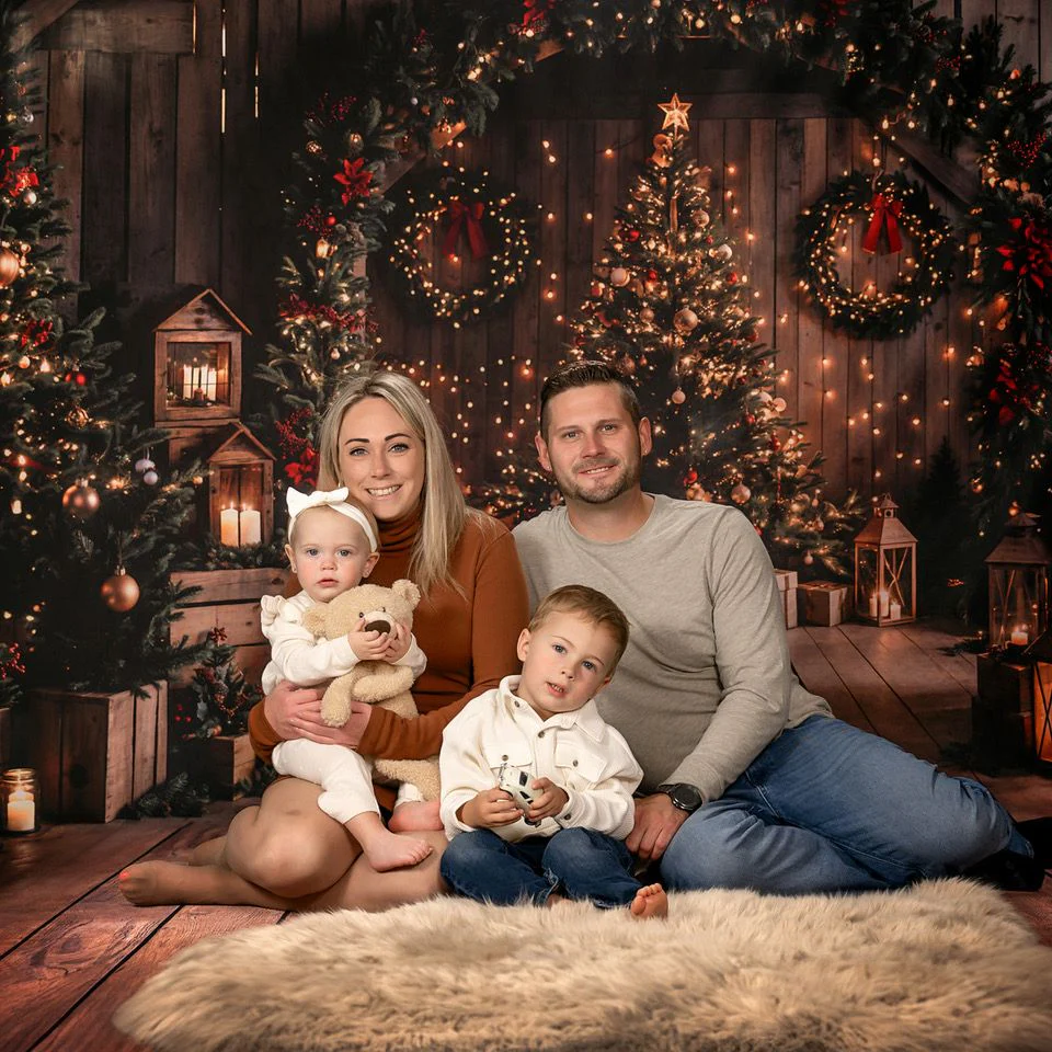 Kate Christmas Brown Wooden Arched Barn Door Backdrop Designed by Chain Photography