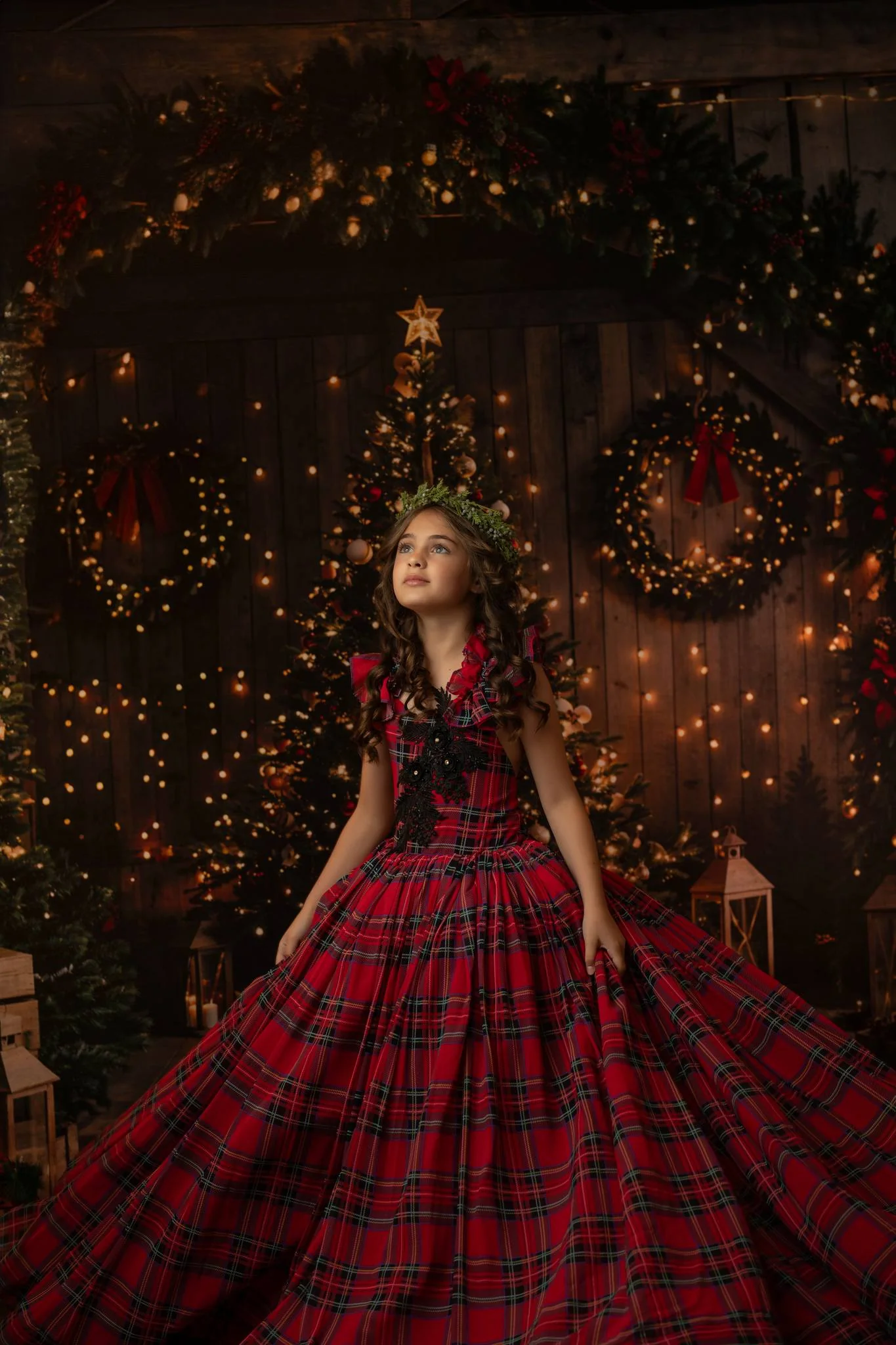 Kate Christmas Brown Wooden Arched Barn Door Backdrop Designed by Chain Photography - Image 8
