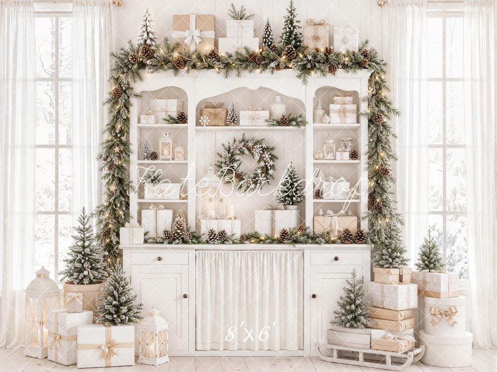 Kate Christmas Cabinet Gifts Pine Garland Backdrop Designed by Emetselch - Image 3