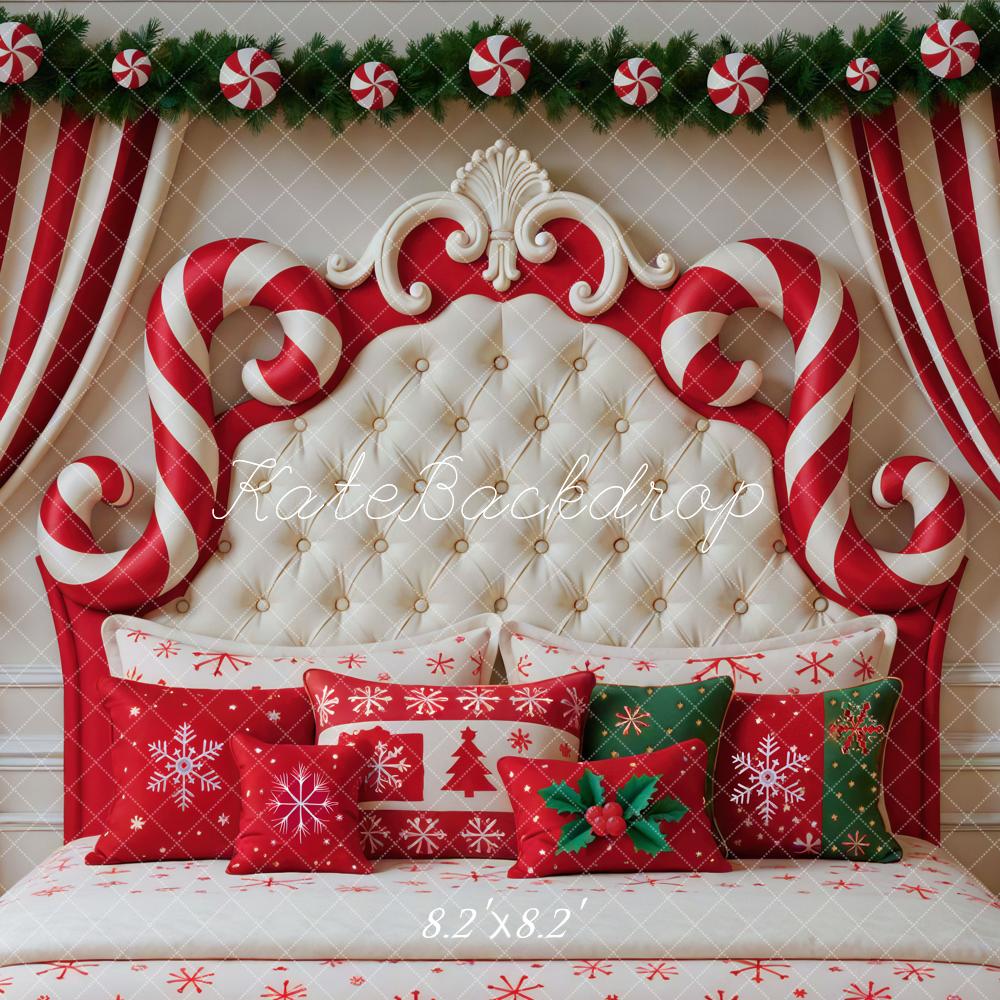 Kate Christmas Headboard Candy Cane Curtain Backdrop Designed by Mini MakeBelieve - Image 5