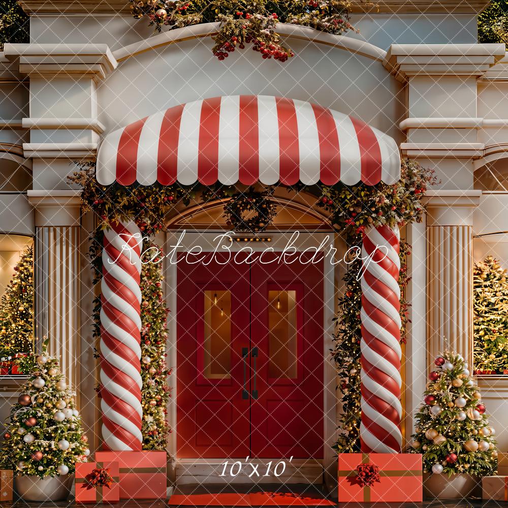 Kate Christmas Candy Cane Red Door Backdrop Designed by Emetselch - Image 7