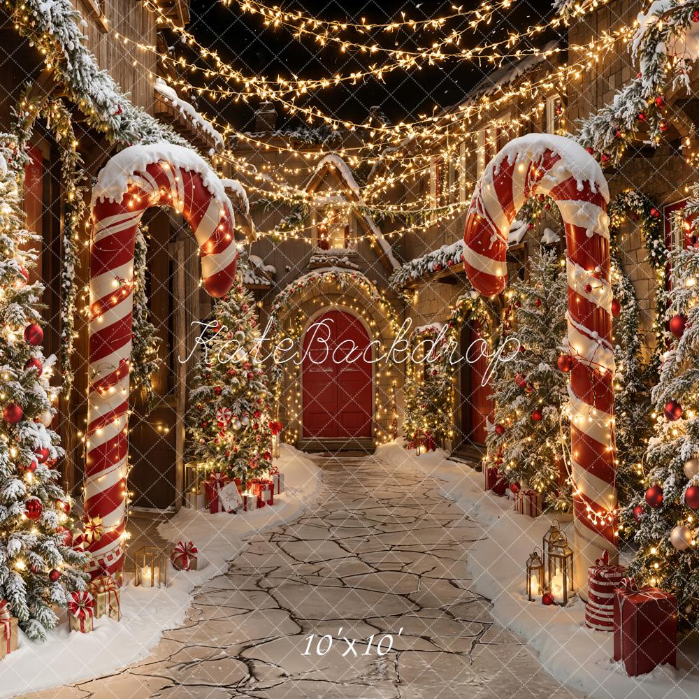 Kate Christmas Candy Cane Snowy Path Trees Backdrop Designed by Emetselch - Image 7