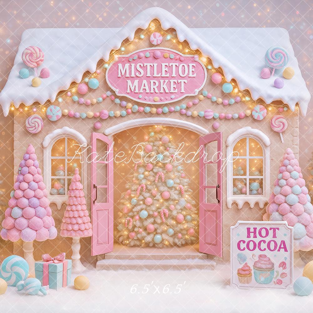 Kate Christmas Candy House Pastel Trees Backdrop Designed by Ashley Paul - Image 2