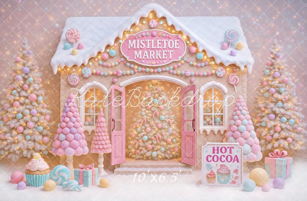 Kate Christmas Candy House Pastel Trees Backdrop Designed by Ashley Paul - Image 4