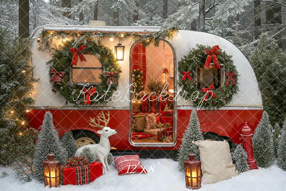 Kate Christmas Caravan Reindeer Presents Snow Backdrop Designed by Emetselch - Image 8