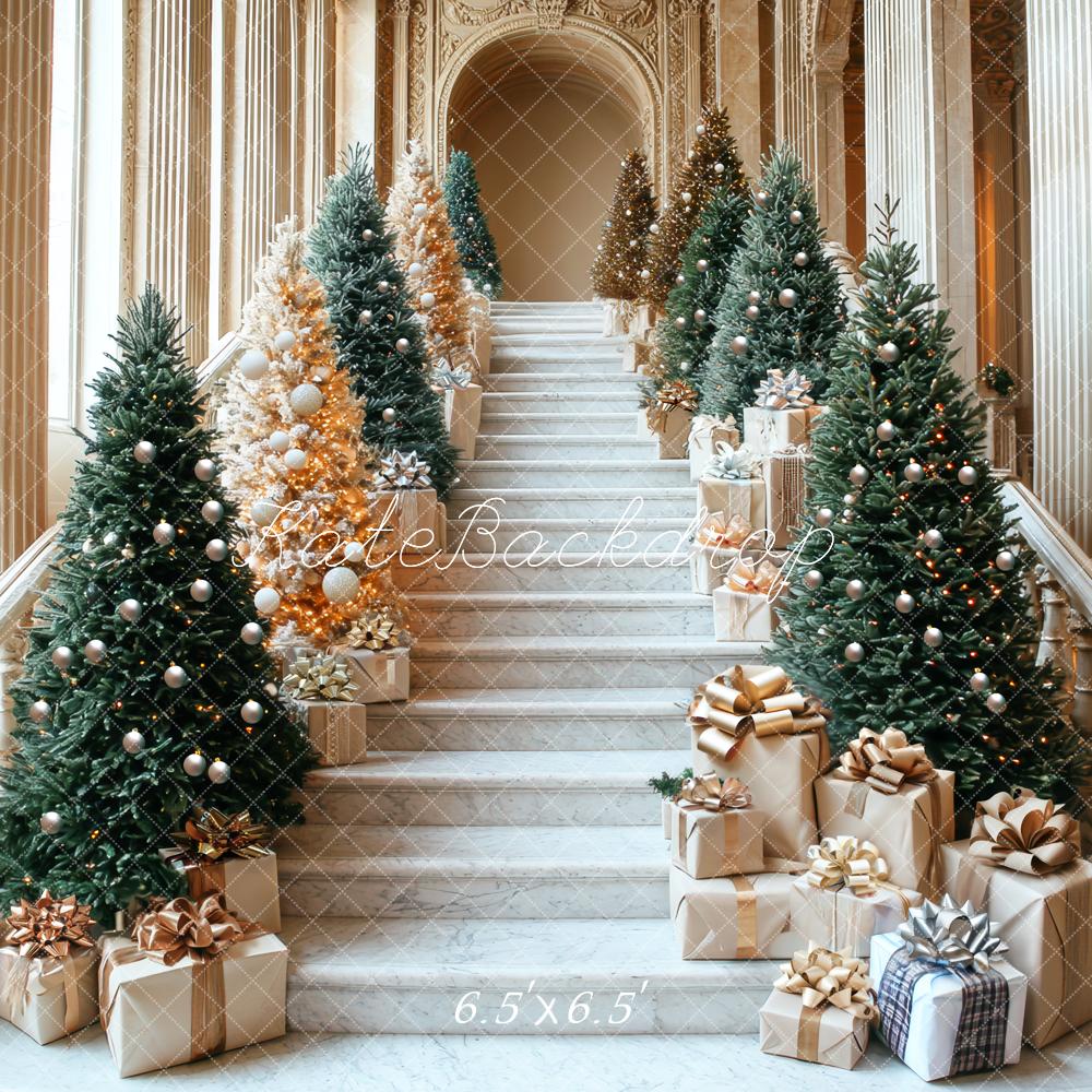 Kate Christmas Cascading Stairs Trees Gifts Backdrop Designed by Mini MakeBelieve - Image 2