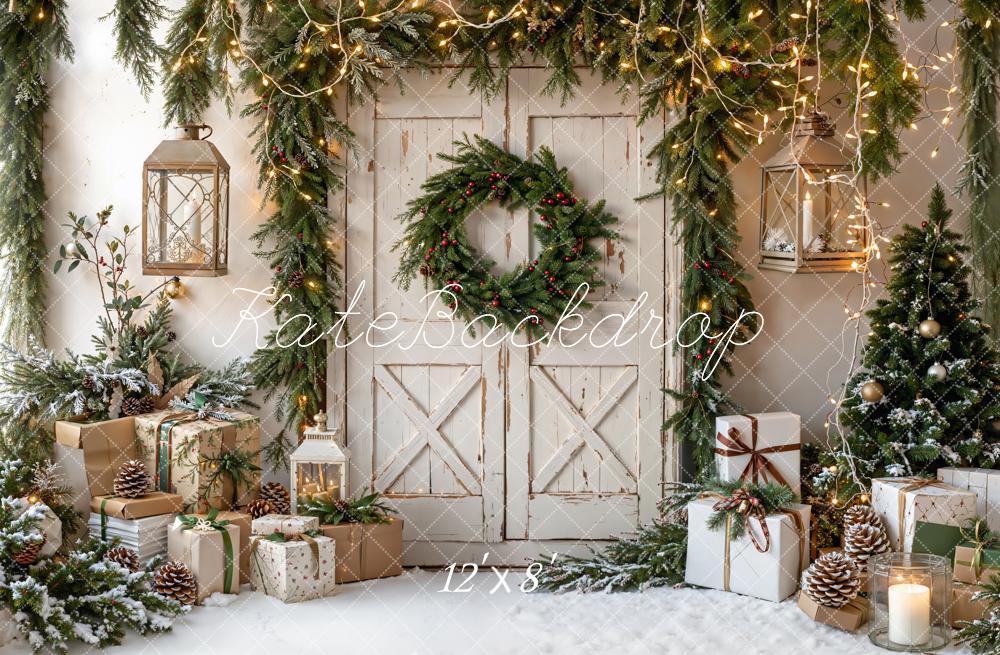 Kate Christmas Door Garland Fleece Backdrop Designed by Emetselch - Image 2