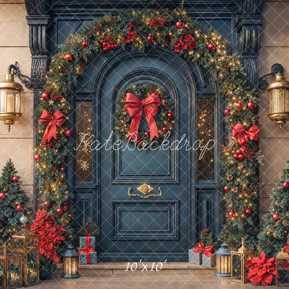Kate Christmas Door Garland Lanterns Presents Backdrop Designed by Emetselch - Image 7