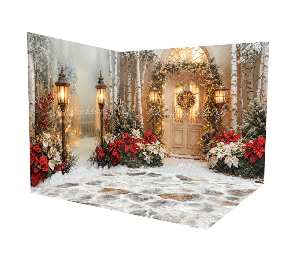 Kate Christmas Door Garland Poinsettia Tree Room Set - Image 2