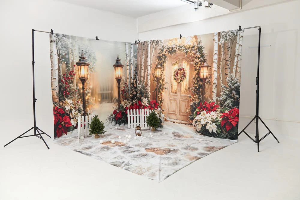 Kate Christmas Door Garland Poinsettia Tree Room Set - Image 3
