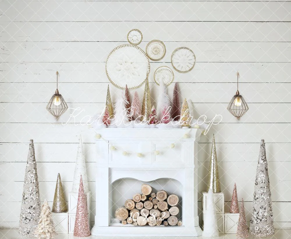 Kate Christmas Fireplace Pink&Gold Boho Backdrop Designed by Mandy Ringe Photography - Image 6
