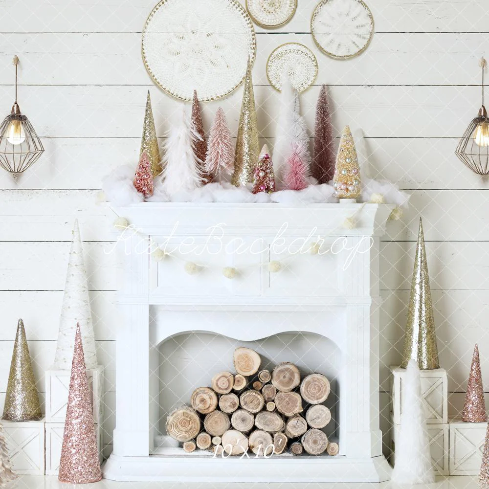 Kate Christmas Fireplace Pink&Gold Boho Backdrop Designed by Mandy Ringe Photography - Image 7