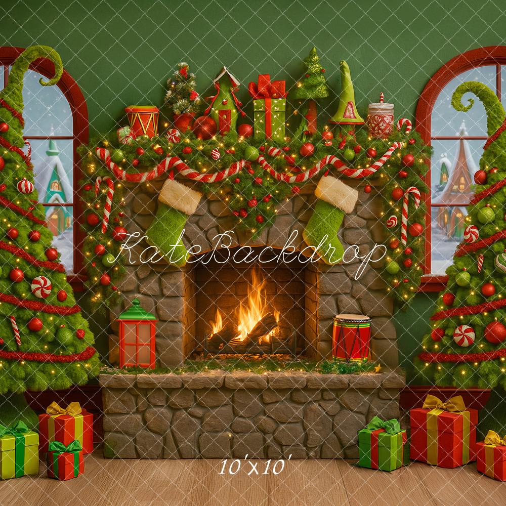 Kate Christmas Fireplace Curved Trees Presents Backdrop Designed by Ashley Paul - Image 7