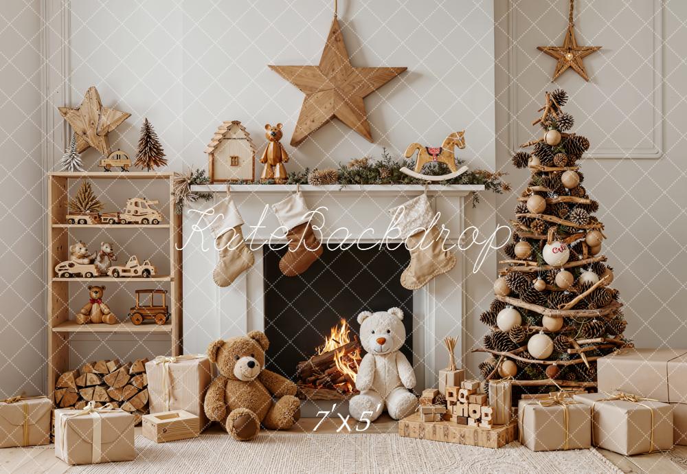 Kate Christmas Fireplace Tree Toys Backdrop Designed by Emetselch