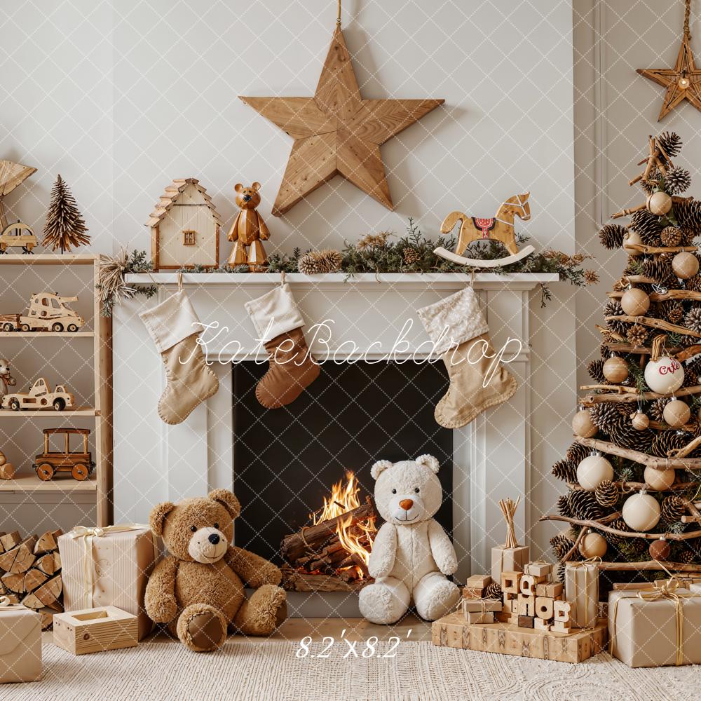 Kate Christmas Fireplace Tree Toys Backdrop Designed by Emetselch - Image 5