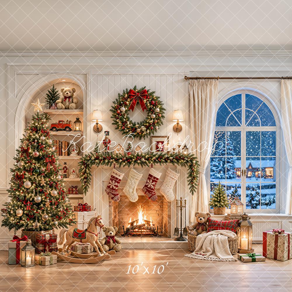 Kate Christmas Fireplace Tree Toys Cosy Room Backdrop Designed by Emetselch - Image 7