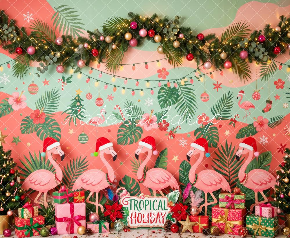 Kate Christmas Flamingos Tropical Garland Backdrop Designed by Patty Robert - Image 6