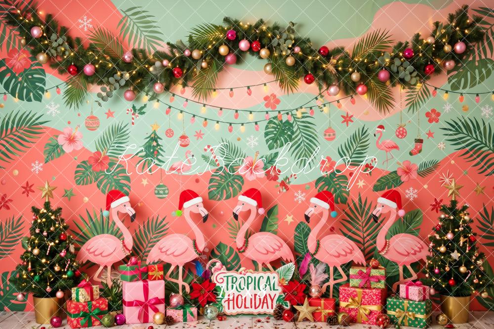 Kate Christmas Flamingos Tropical Garland Backdrop Designed by Patty Robert - Image 8