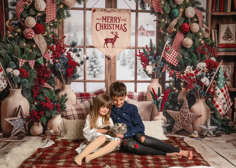 Kate Christmas Arch Window Bookshelves Backdrop Designed by Emetselch - Image 4