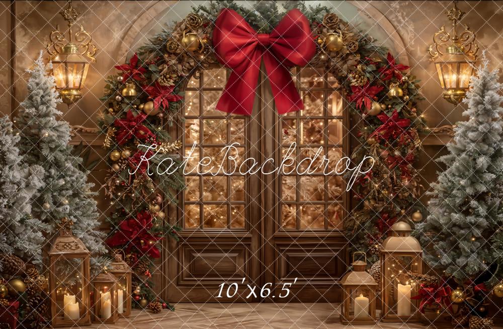 Kate Christmas Floral Arch Lantern Trees Backdrop Designed by Emetselch - Image 8