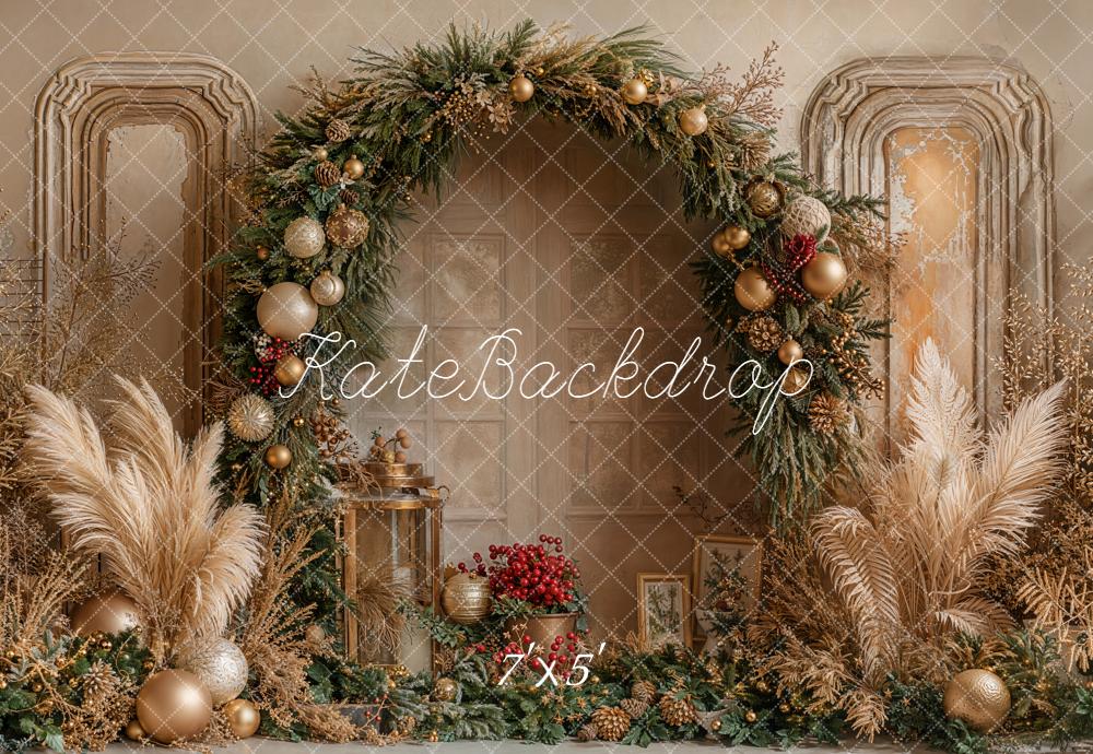 Kate Christmas Floralr Arch Pampas Grass Backdrop Designed by Emetselch
