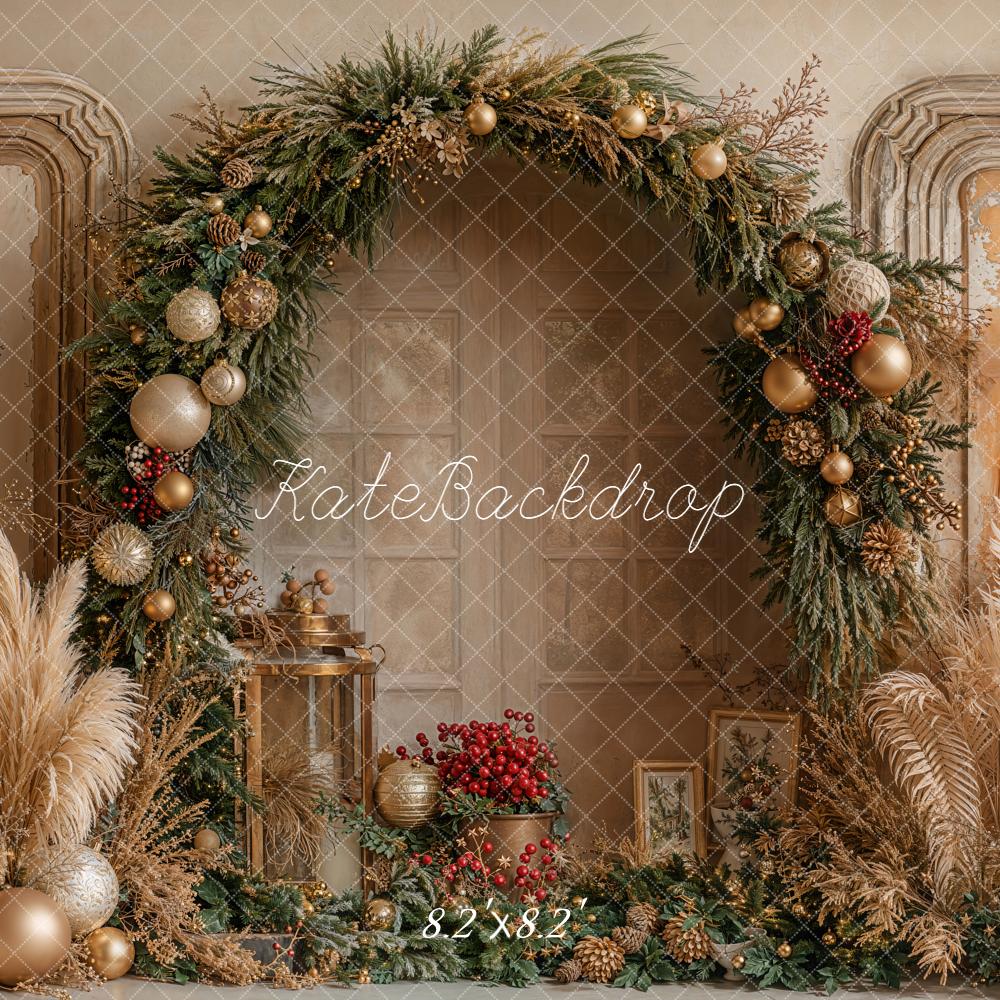 Kate Christmas Floralr Arch Pampas Grass Backdrop Designed by Emetselch - Image 5
