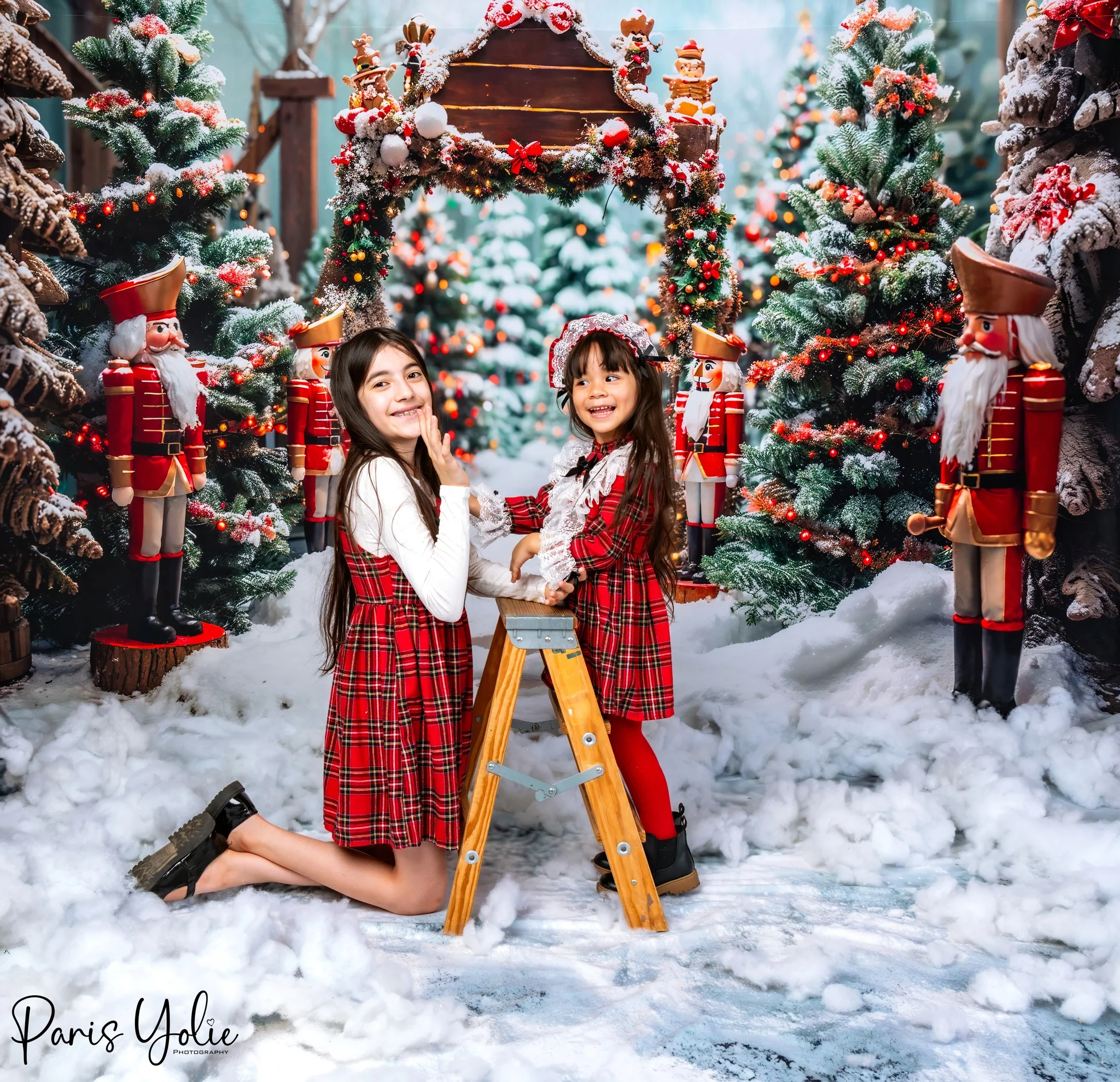 Kate Christmas Forest Snow Nutcracker Backdrop+Winter Snowland Floor Backdrop