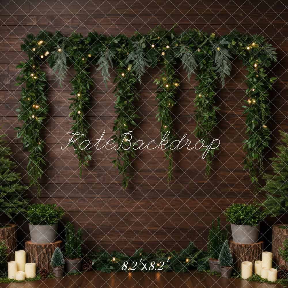 Kate Christmas Garland Candles Wood Texture Backdrop Designed by Patty Robert - Image 5