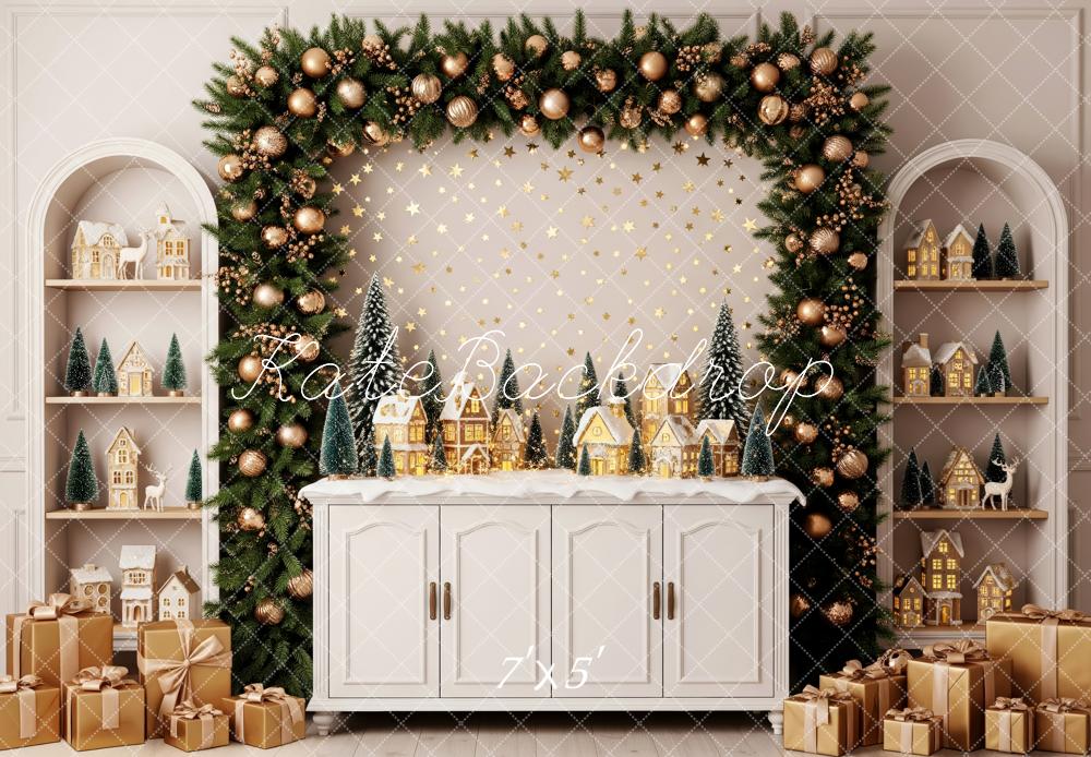 Kate Christmas Garland Gift Boxes Backdrop Designed by Patty Robert