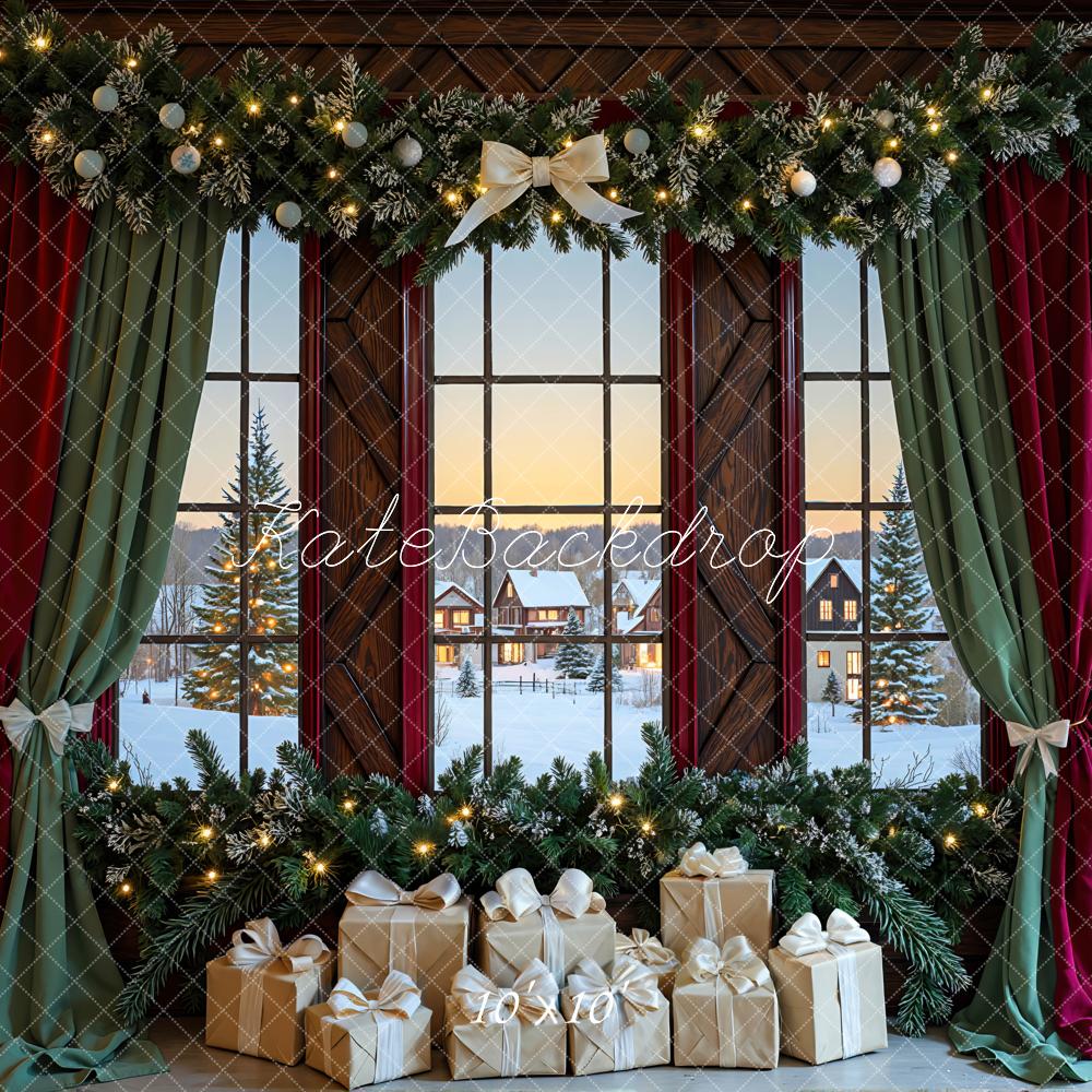 Kate Christmas Garland Window Presents Curtains Backdrop Designed by Mini MakeBelieve - Image 7