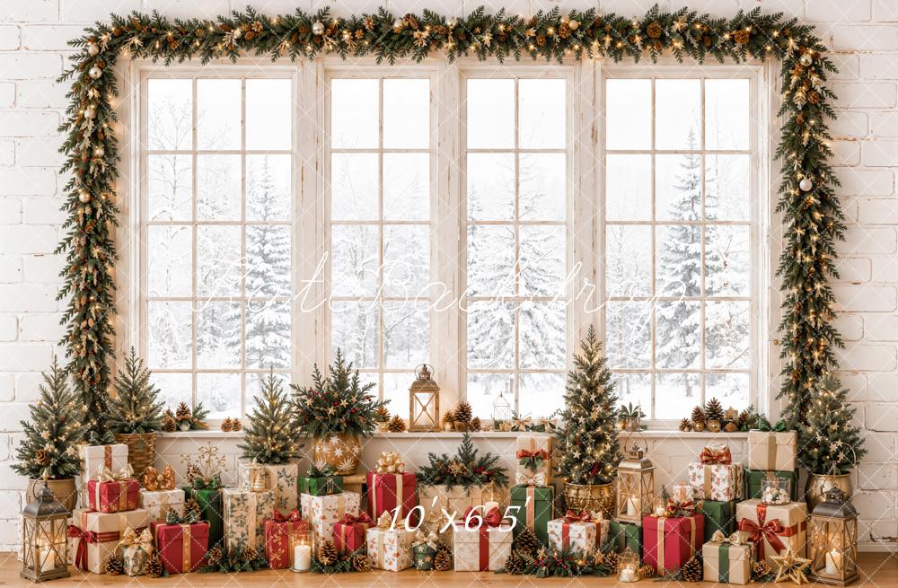Kate Christmas Garland Windows Presents Backdrop Designed by Emetselch - Image 4