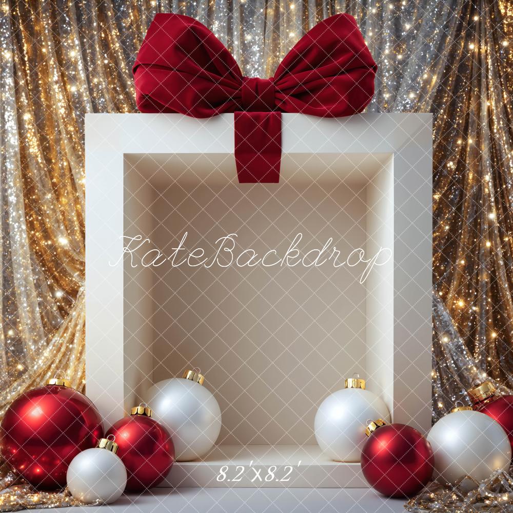 Kate Christmas Gift Box Ornaments Gold Glitter Backdrop Designed by Mini MakeBelieve - Image 5