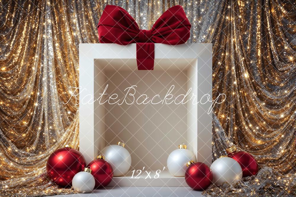 Kate Christmas Gift Box Ornaments Gold Glitter Backdrop Designed by Mini MakeBelieve - Image 8