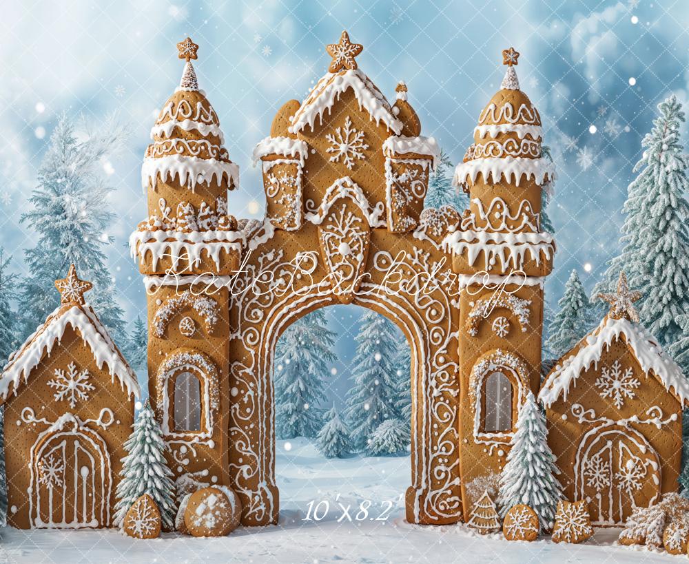 Kate Christmas Gingerbread Castle Snow Backdrop Designed by Emetselch - Image 3