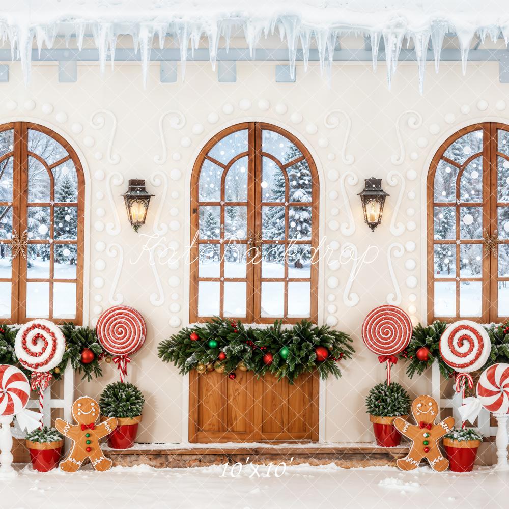 Kate Christmas Gingerbread Windows Candy Canes Backdrop Designed by Emetselch - Image 7