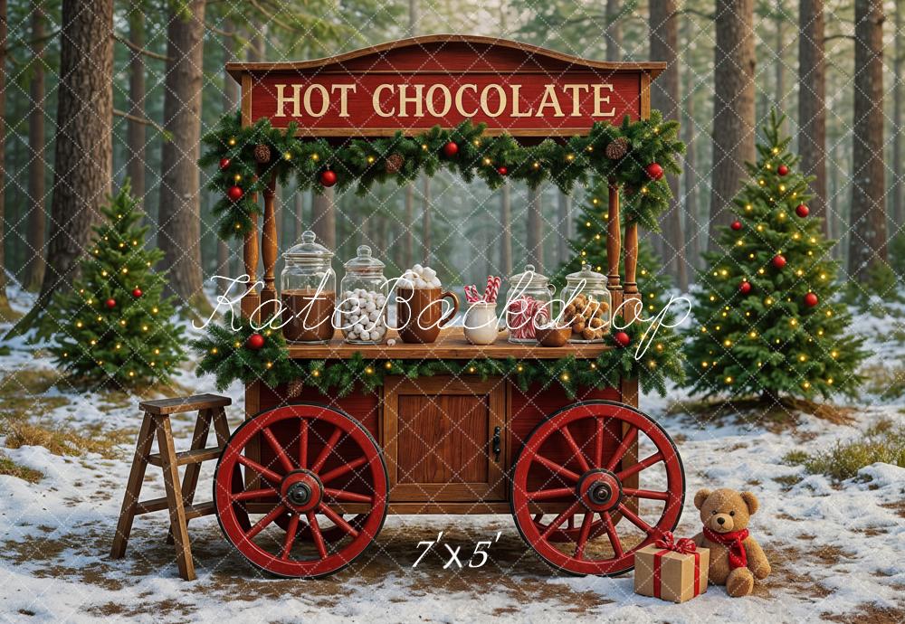 Kate Christmas Hot Chocolate Forest Backdrop Designed by Ashley Paul