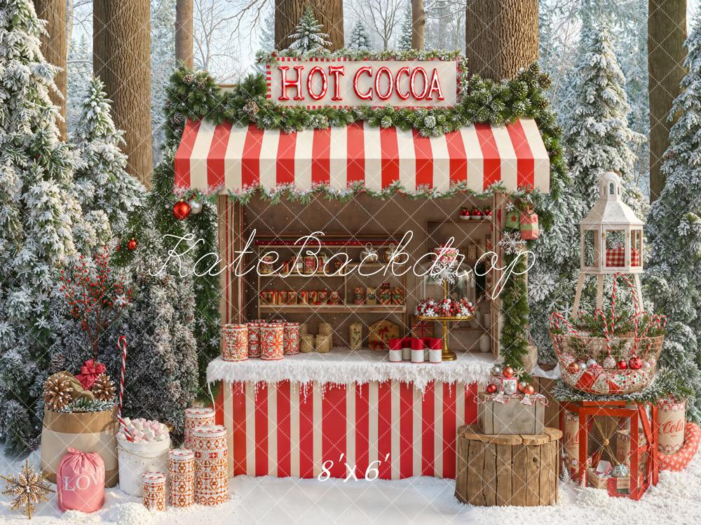 Kate Christmas Hot Cocoa Forest Snow Backdrop Designed by Emetselch - Image 7