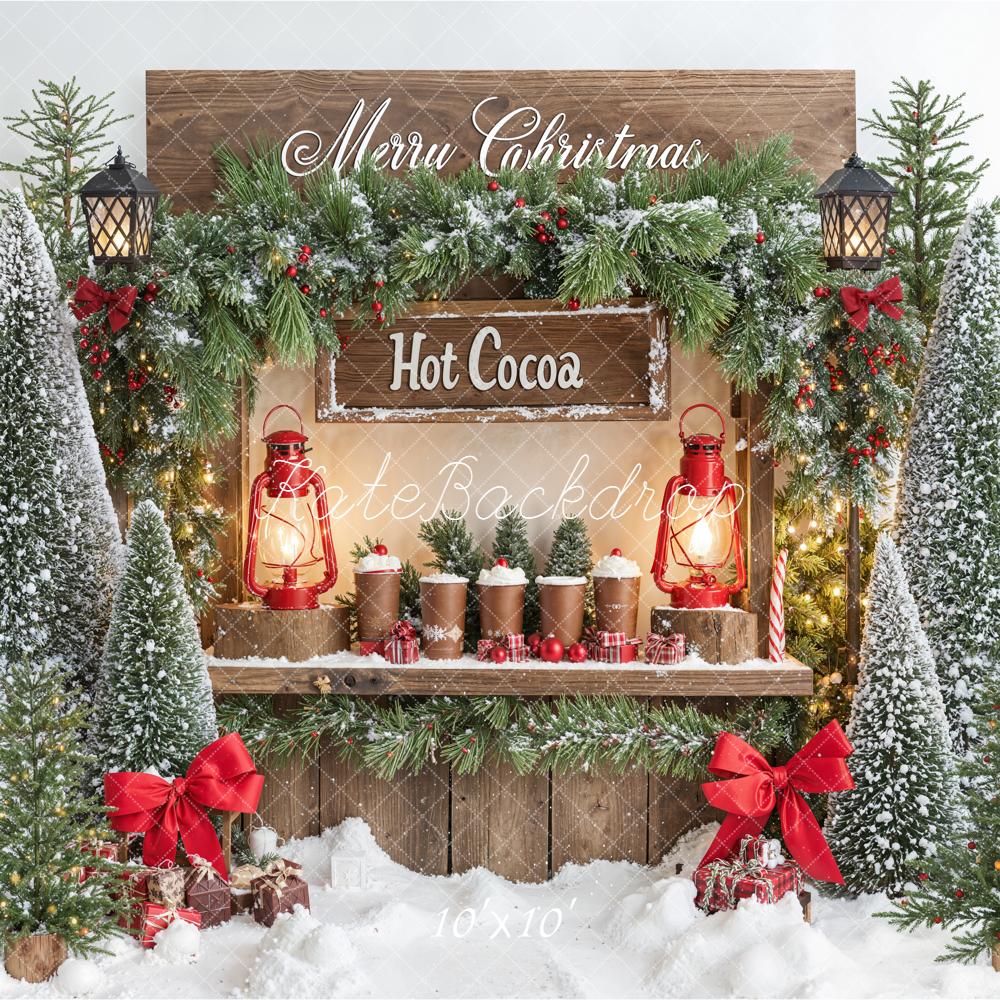 Kate Christmas Hot Cocoa Stand Snowy Trees Backdrop Designed by Emetselch - Image 7