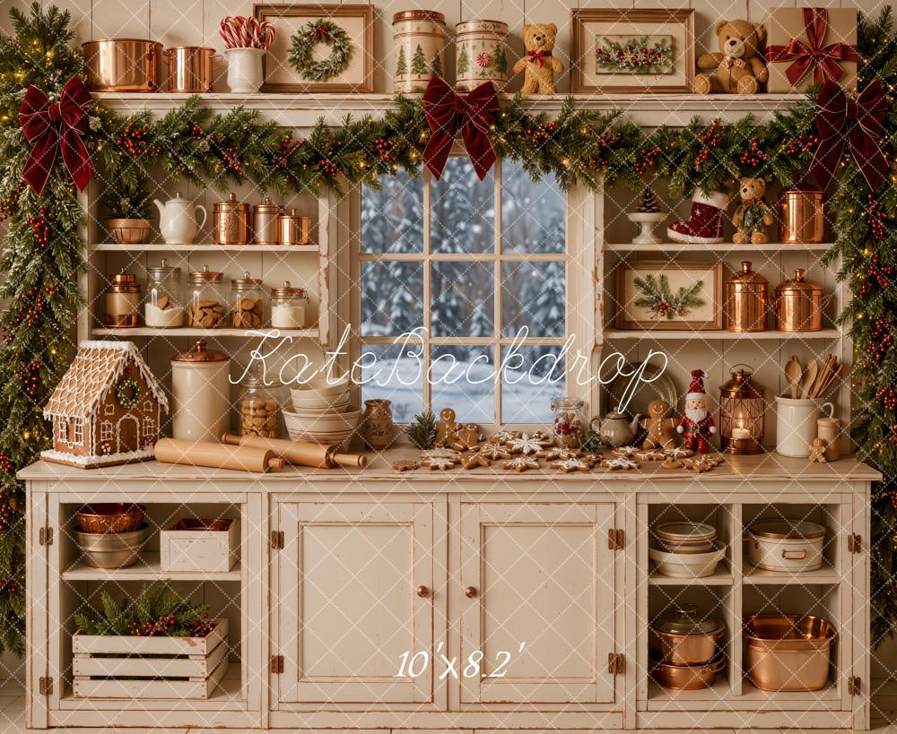 Kate Christmas Kitchen Garland Gingerbread Cookies Backdrop Designed by Emetselch - Image 6