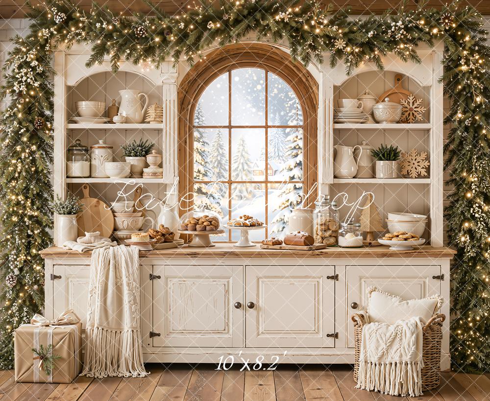 Kate Christmas Kitchen Garland Window Cookies Backdrop Designed by Emetselch - Image 6